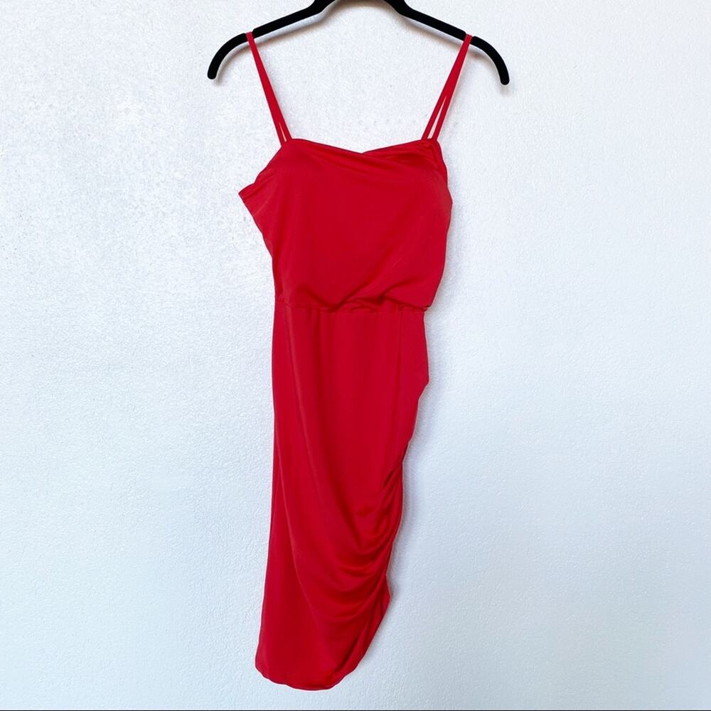 SHEIN Red Side Ruched Dress Size Medium